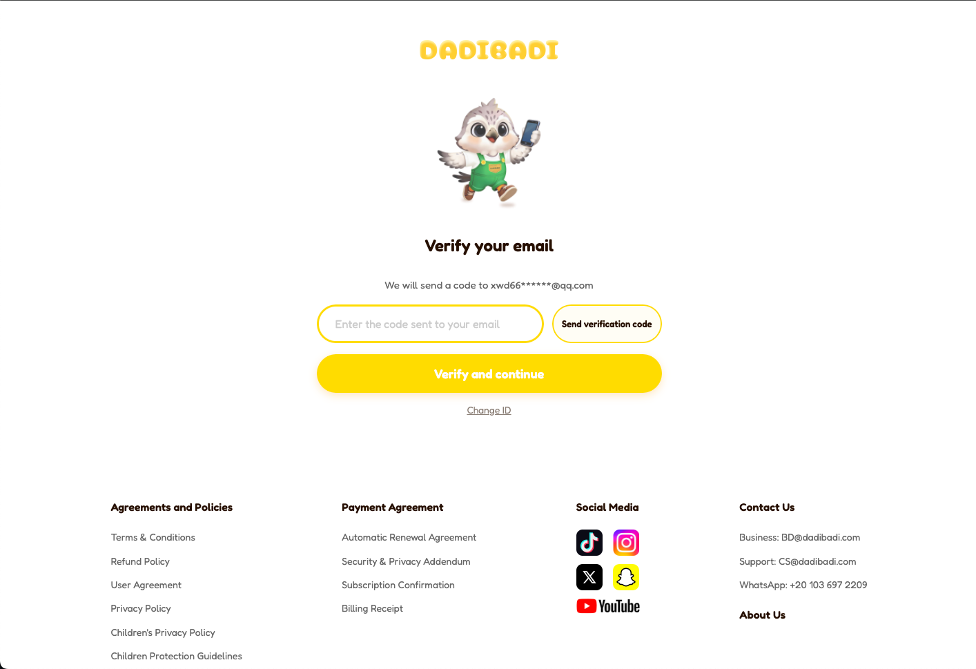 Step 2: send verification code and enter it in the field