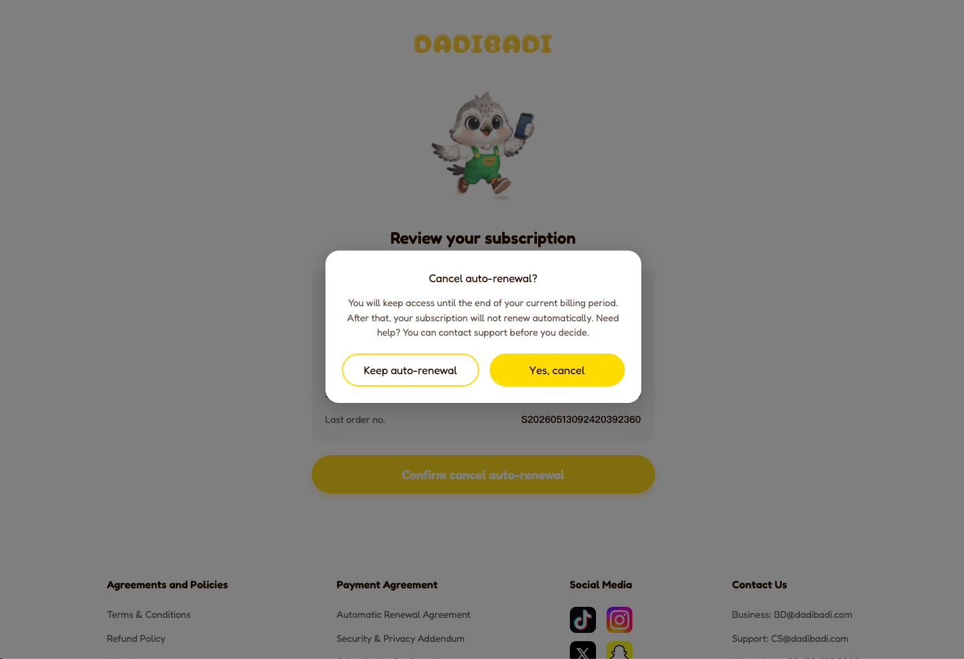 Step 4: confirm cancellation to complete the process